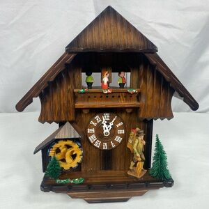 NEW Vtg CUENDET German Swiss Musical Cuckoo Clock Black Forest Mill Home 7514-15